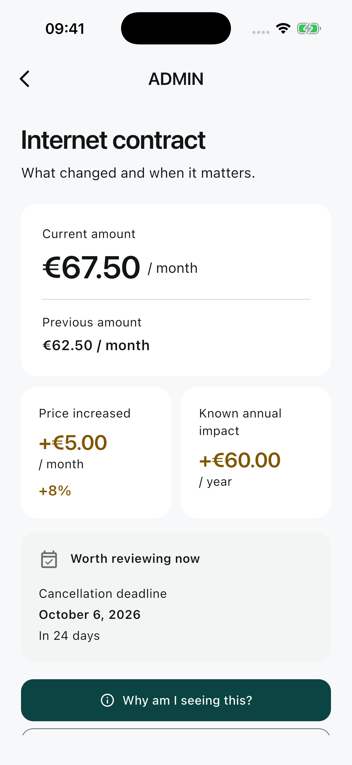 ADMIN · kostendetails. iOS, Licht · 100%